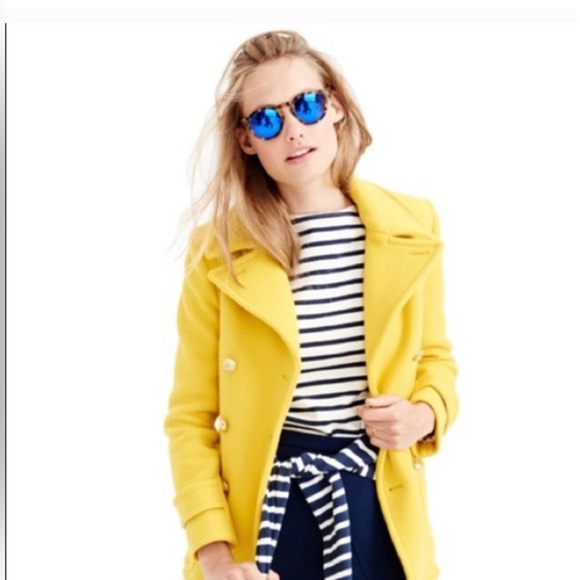 J. Crew Women's Yellow Peacoat size 10 - Picture 2 of 3
